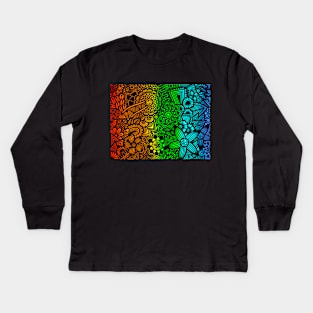 Rainbow Zentangle Pattern Kids Long Sleeve T-Shirt